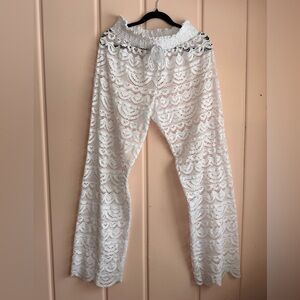 Miken White Lace Crochet Beach Pants SzL